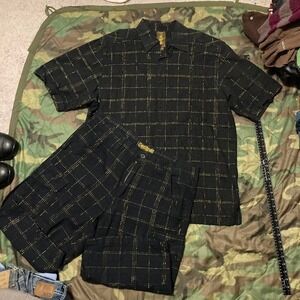 Southpole gold and black button up shirt shirt set vintage y2k men's M/34